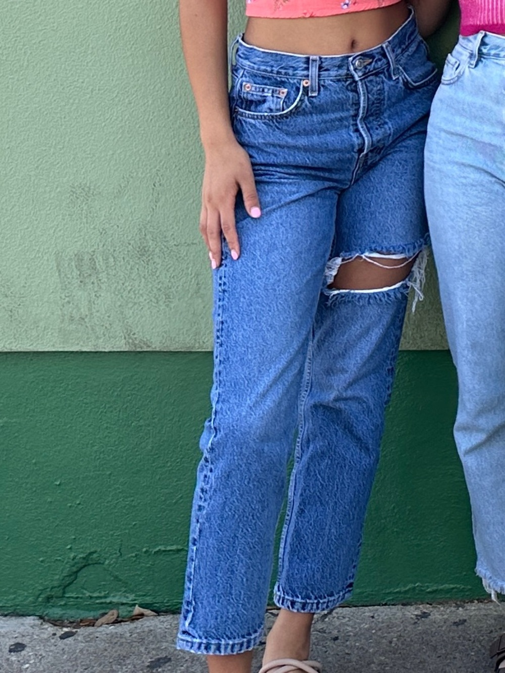 Topshop denim button up jeans
